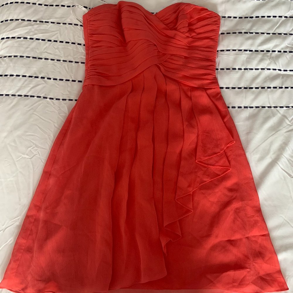 David's Bridal Coral Short Bridesmaids Dress